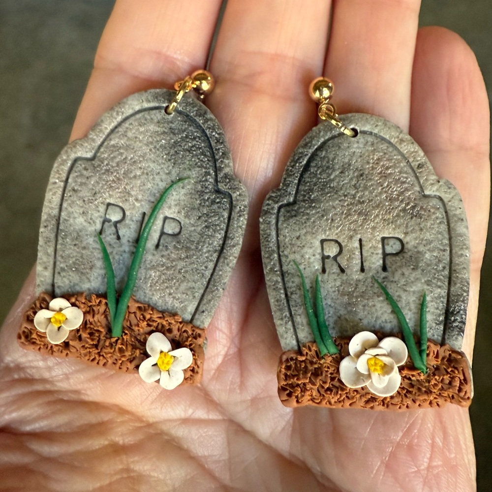 Handmade tombstone earrings